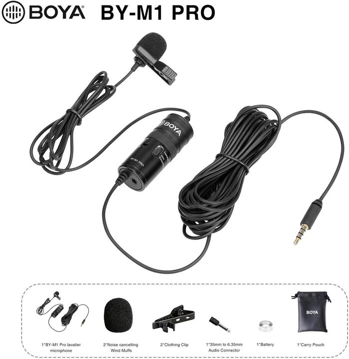 BOYA BY-M1 PRO Clip On Lav Mic Microphone for Camera Smartphone PC 2.webp