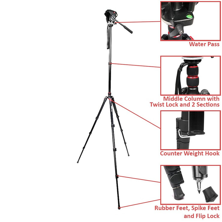 Rover 77 Paket 1 Traveller Fluid Head Video Tripod Monopod Kit 4.webp
