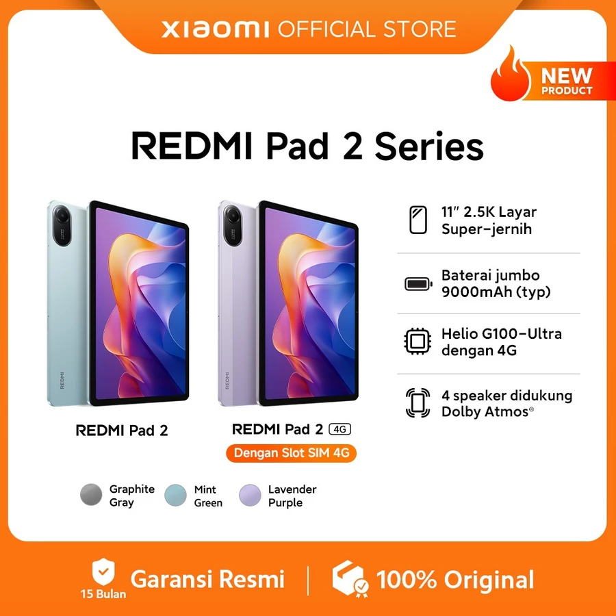 Redmi Pad 2 (4/128G) Wi-Fi Only | 11" 2.5K 