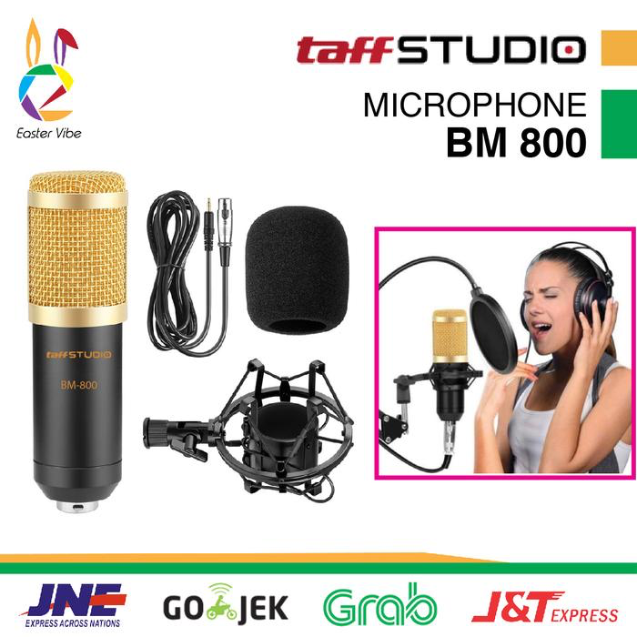TAFFWARE BM 800 CONDENSER MICROPHONE - BM800 STUDIO MIC - HITAM